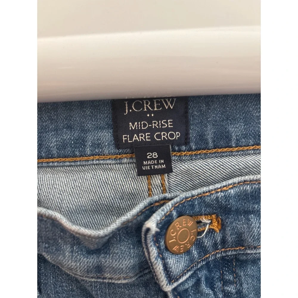 J.Crew Mid-Rise Flare Crop Jeans Womens 28 Blue Medium Wash Denim Pants